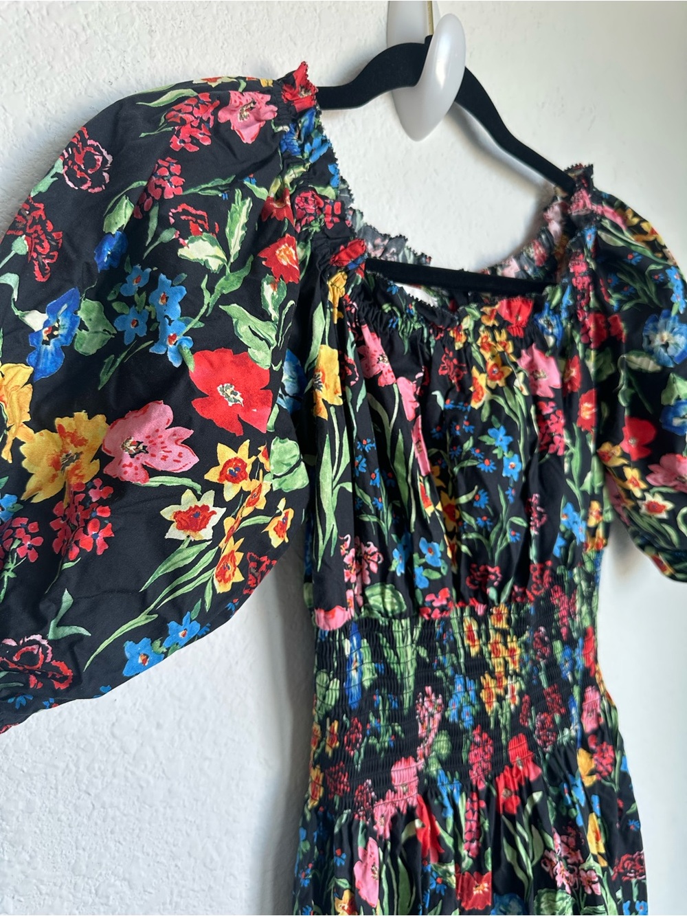 Cara Cara Mimi Floral Bold Garden Print Dress Puff Sleeve XS off the shoulder - Picture 6 of 15